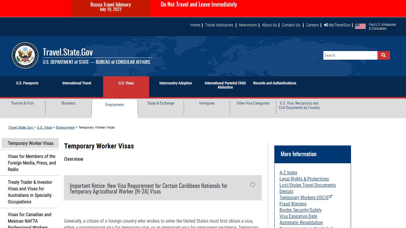 Temporary Worker Visas - United States Department of State
